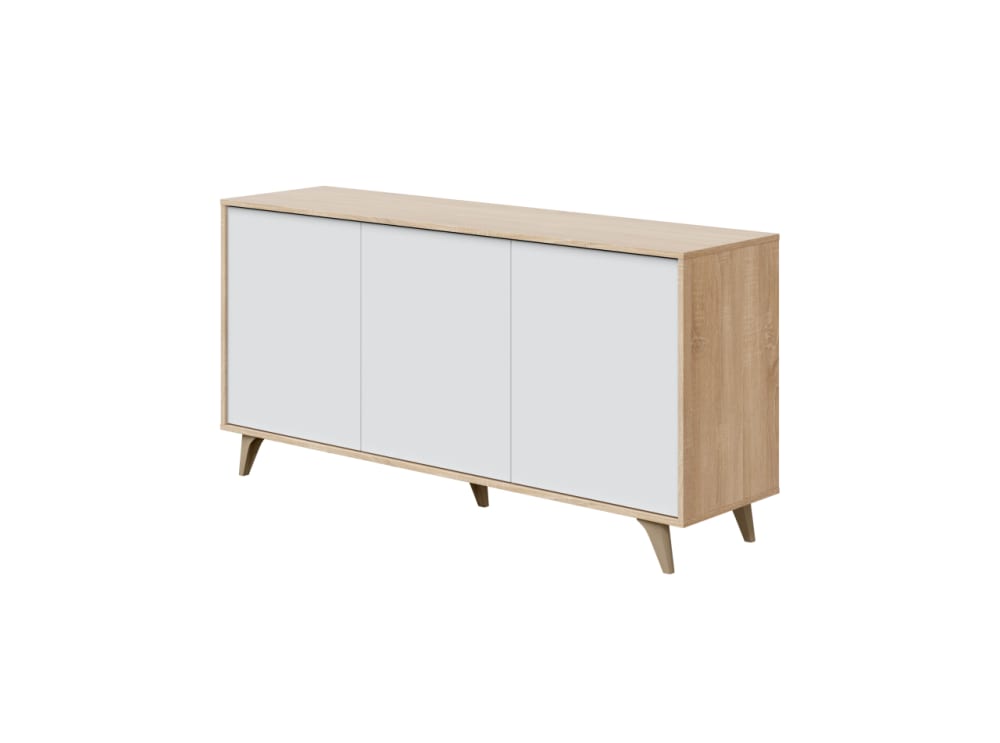 Wohnli Möbelsuche - Sideboard 3 Türen mit 3 Regalen - L154cm - Weiß
