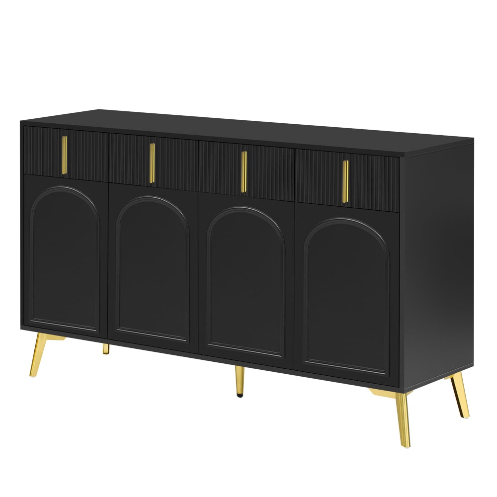 Wohnli Möbelsuche - Sideboard 4 Türen 4 Schubladen mit goldenen Griffen und Füßen