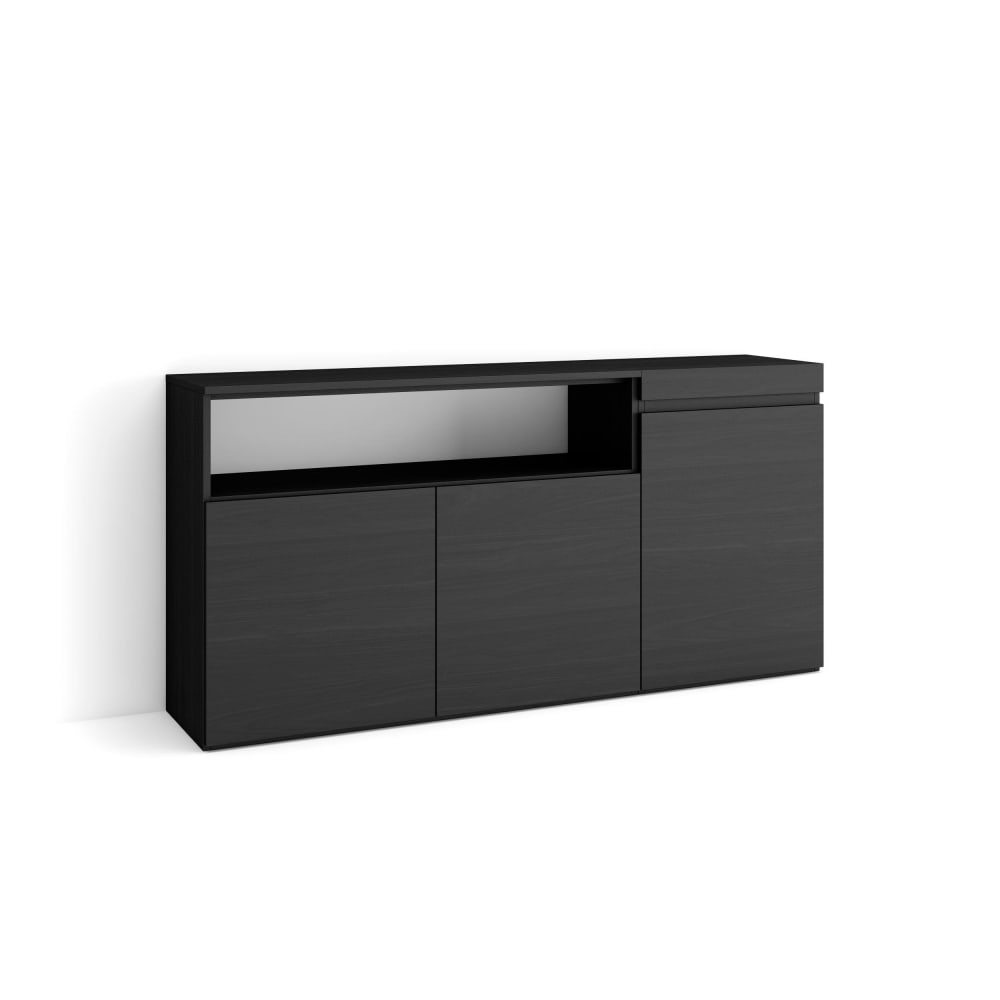 wohnli-moebel-suche-Sideboard-Holzeffekt-150x35x75cm-Schwarz Wohnli Möbelsuche - Sideboard Holzeffekt 150x35x75cm Schwarz