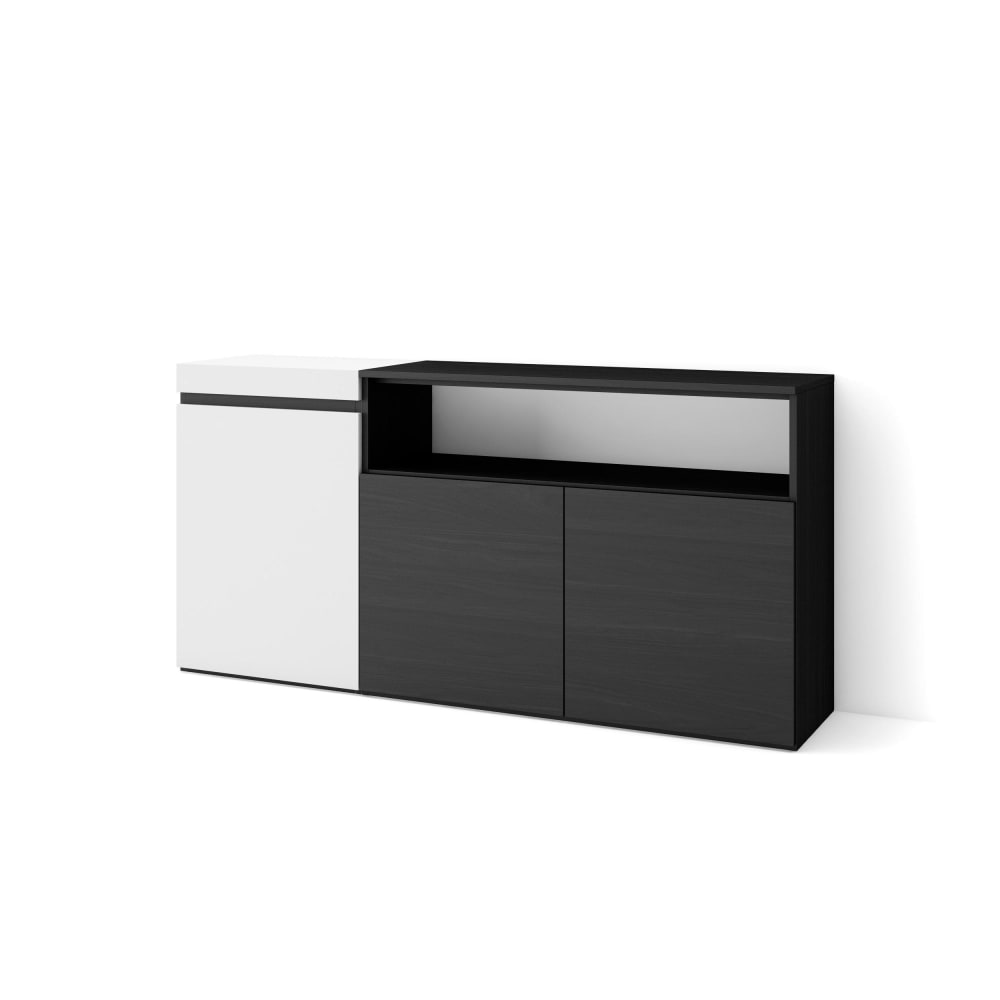 wohnli-moebel-suche-Sideboard-Holzeffekt-150x35x75cm-Weiss-und-Schwarz Wohnli Möbelsuche - Sideboard Holzeffekt 150x35x75cm Weiß und Schwarz