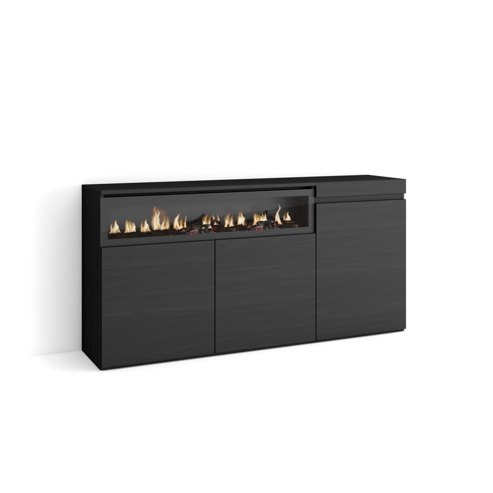 wohnli-moebel-suche-Sideboard-Holzeffekt-Kamin-mit-Feuereffekt-150x35x75cm-Schwarz Wohnli Möbelsuche - Sideboard Holzeffekt Kamin mit Feuereffekt 150x35x75cm Schwarz