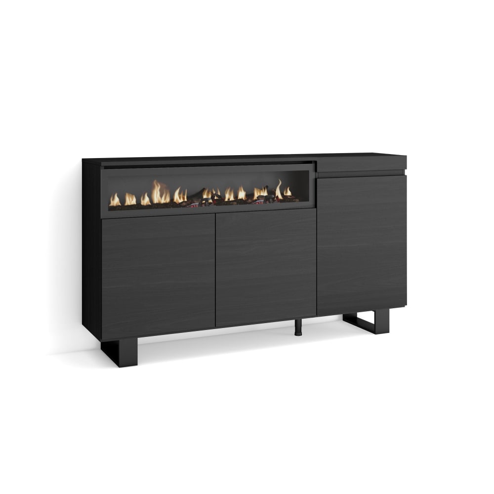 wohnli-moebel-suche-Sideboard-Holzeffekt-Kamin-mit-Feuereffekt-150x35x87cm-Schwarz Wohnli Möbelsuche - Sideboard Holzeffekt  Kamin mit Feuereffekt 150x35x87cm Schwarz