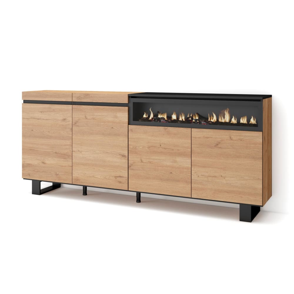 wohnli-moebel-suche-Sideboard-Holzeffekt-Kamin-mit-Feuereffekt-200x35x87-Eiche-und-Schwarz Wohnli Möbelsuche - Sideboard Holzeffekt Kamin mit Feuereffekt 200x35x87 Eiche und Schwarz