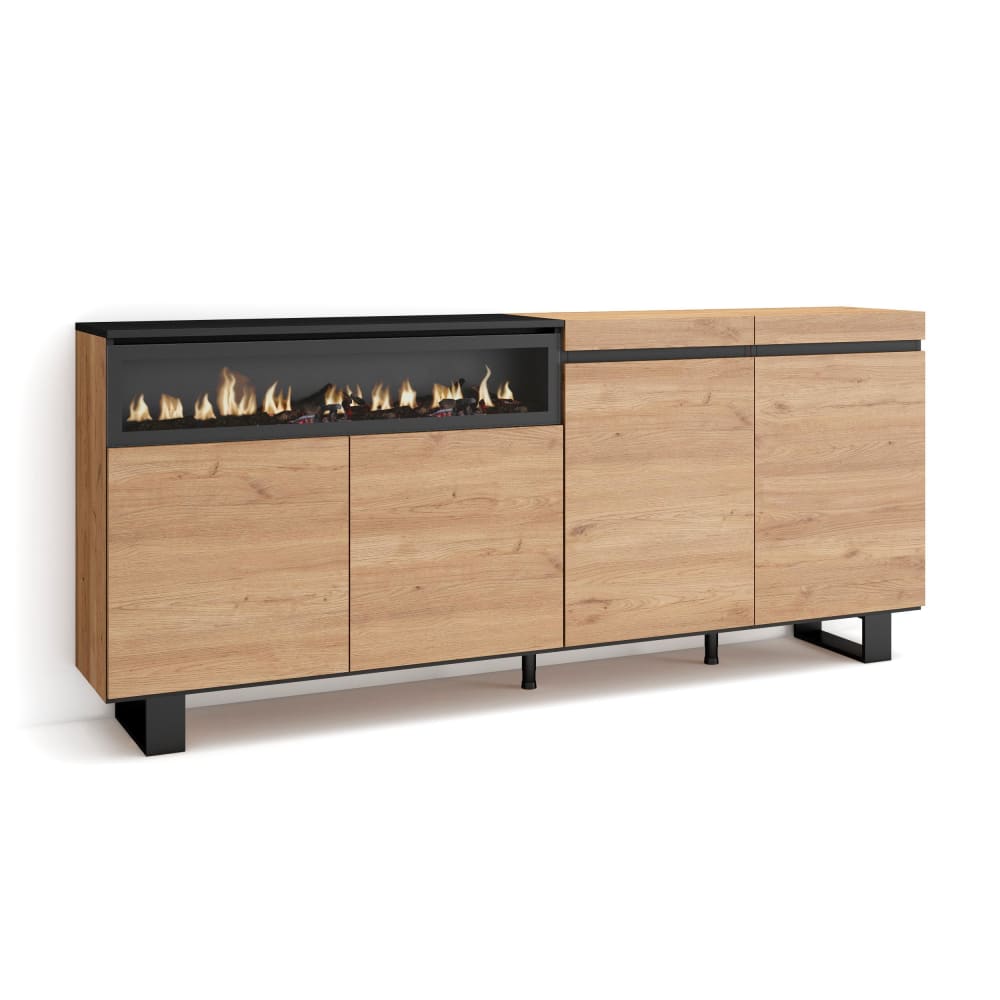 wohnli-moebel-suche-Sideboard-Holzeffekt-Kamin-mit-Feuereffekt-200x35x87-Eiche-und-Schwarz Wohnli Möbelsuche - Sideboard Holzeffekt Kamin mit Feuereffekt 200x35x87 Eiche und Schwarz