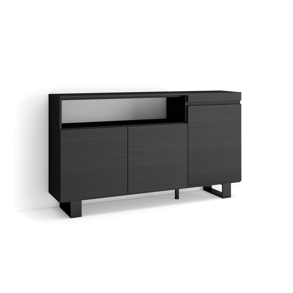 wohnli-moebel-suche-Sideboard-Holzeffekt-mit-Beinen-150x35x87cm-Schwarz Wohnli Möbelsuche - Sideboard Holzeffekt mit Beinen 150x35x87cm Schwarz