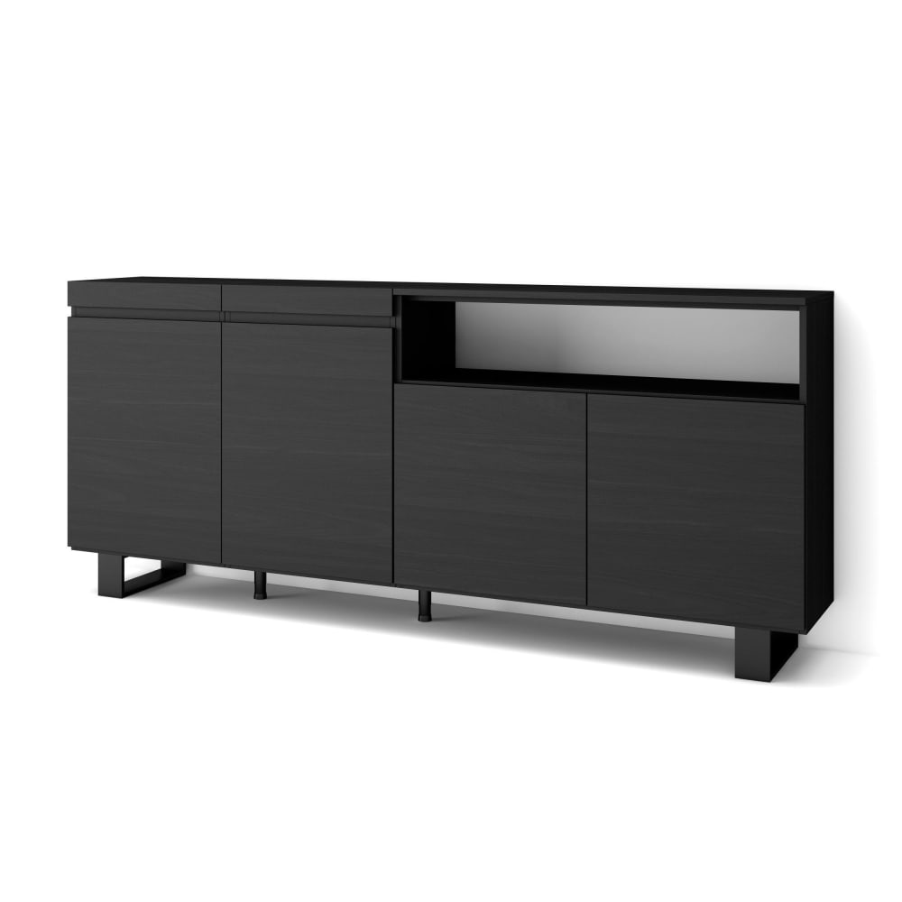 wohnli-moebel-suche-Sideboard-Holzeffekt-mit-Beinen-200x35x87cm-Schwarz Wohnli Möbelsuche - Sideboard Holzeffekt mit Beinen 200x35x87cm Schwarz