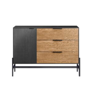 Wohnli Möbelsuche - Sideboard Kommode aus Holz und Metall Schwarz-Natur