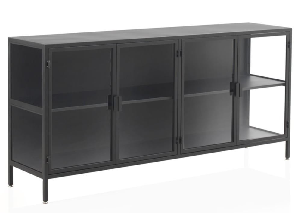 wohnli-moebel-suche-Sideboard-Tueren-und-Seitenteile-aus-Glas-schwarzes-Metallgestell Wohnli Möbelsuche - Sideboard Türen und Seitenteile aus Glas schwarzes Metallgestell