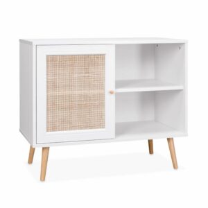 Wohnli Möbelsuche - Sideboard Weiß mit Rattangeflecht 80 x 39 x 65