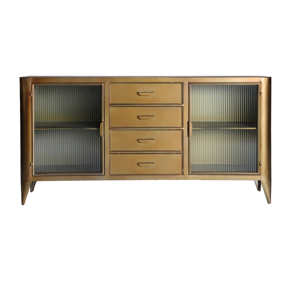 Wohnli Möbelsuche - Sideboard aus Eisen in Goldfarbe 160x40x80cm