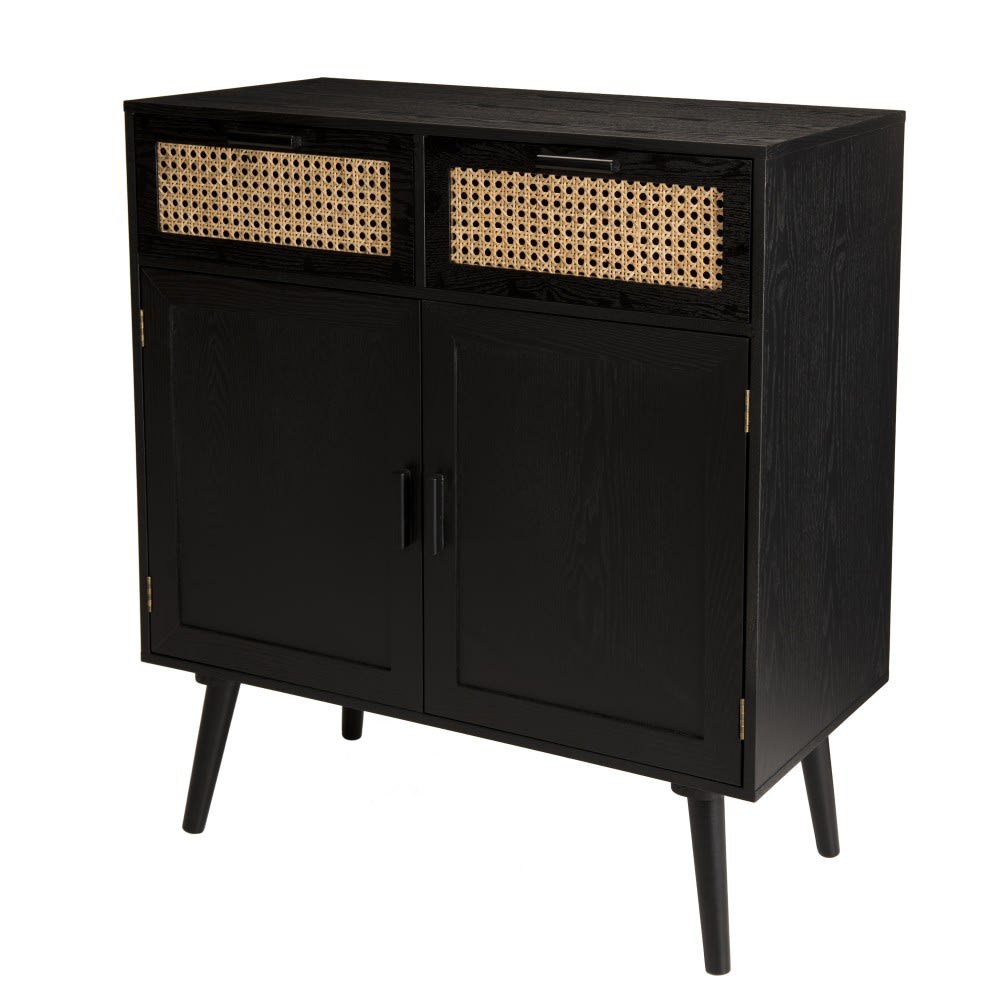 wohnli-moebel-suche-Sideboard-aus-Holz-mit-2-Tueren-2-Schubladen-Rohrgeflecht-schwarz Wohnli Möbelsuche - Sideboard aus Holz mit 2 Türen 2 Schubladen Rohrgeflecht schwarz