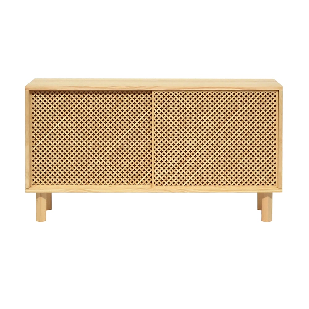 Wohnli Möbelsuche - Sideboard aus massivem Naturholz mit 2 Türen 120 cm Unlackiert