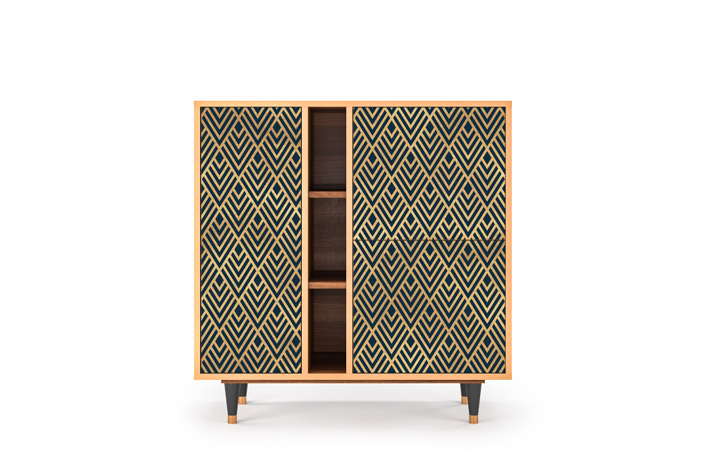 wohnli-moebel-suche-Sideboard-blau-mit-3-Tueren-L-94-cm Wohnli Möbelsuche - Sideboard blau mit 3 Türen L 94 cm