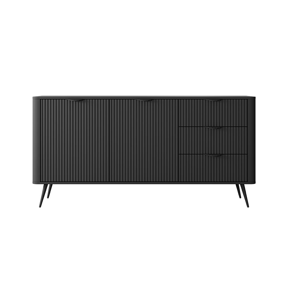 wohnli-moebel-suche-Sideboard-geriffelte-Wellenoptik-aus-MDF-163x38x81cm-schwarz Wohnli Möbelsuche - Sideboard