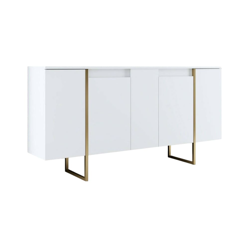 wohnli-moebel-suche-Sideboard-in-Holzeffekt-weiss-gold-160x35h80-cm Wohnli Möbelsuche - Sideboard in Holzeffekt weiß