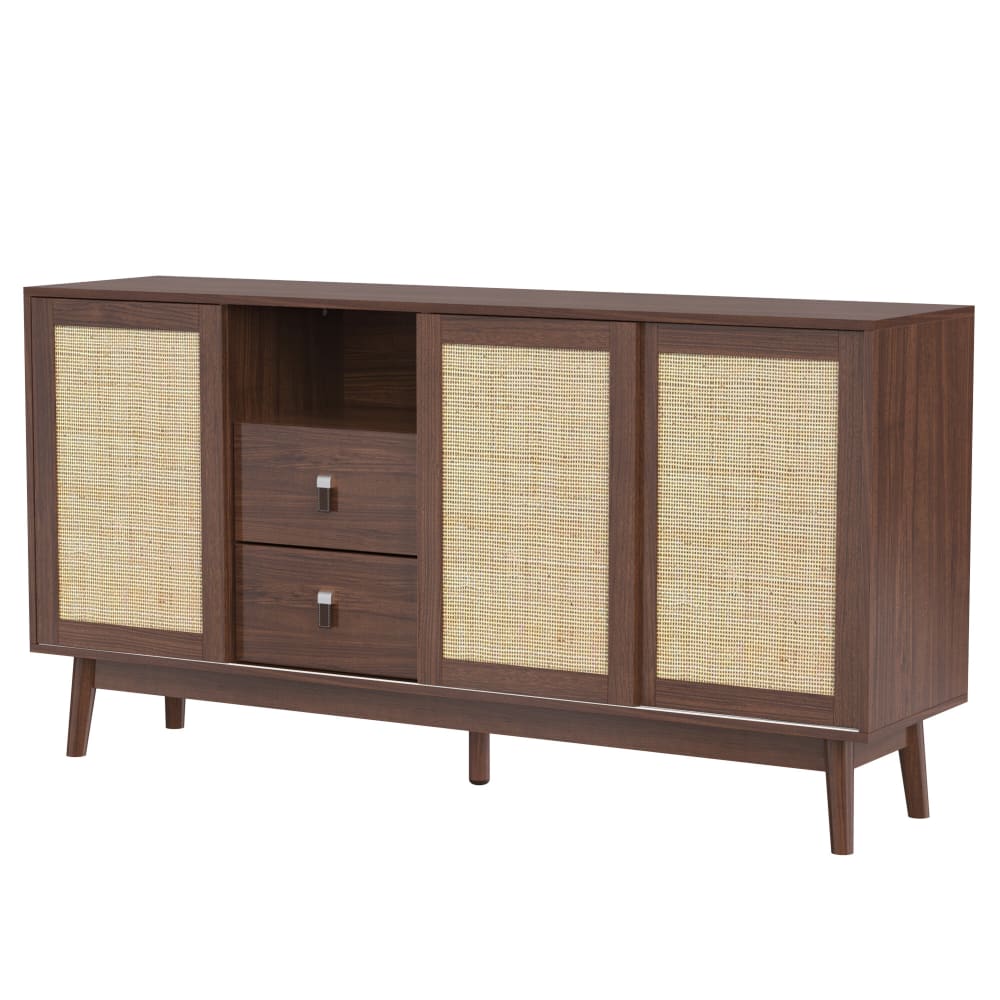 wohnli-moebel-suche-Sideboard-in-Holzoptik-mit-3-Schiebetueren-und-2-Schubladen-Walnuss Wohnli Möbelsuche - Sideboard in Holzoptik mit 3 Schiebetüren und 2 Schubladen