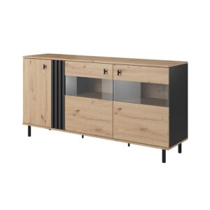 wohnli-moebel-suche-Sideboard-in-Lamellen-Optik-aus-Holz-1651x40x822cm-Eicheanthrazit Wohnli Möbelsuche - Sideboard in Lamellen-Optik aus Holz