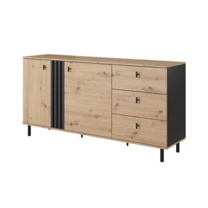 wohnli-moebel-suche-Sideboard-in-Lamellen-Optik-aus-Holz-1651x40x822cm-Eicheanthrazit Wohnli Möbelsuche - Sideboard in Lamellen-Optik aus Holz