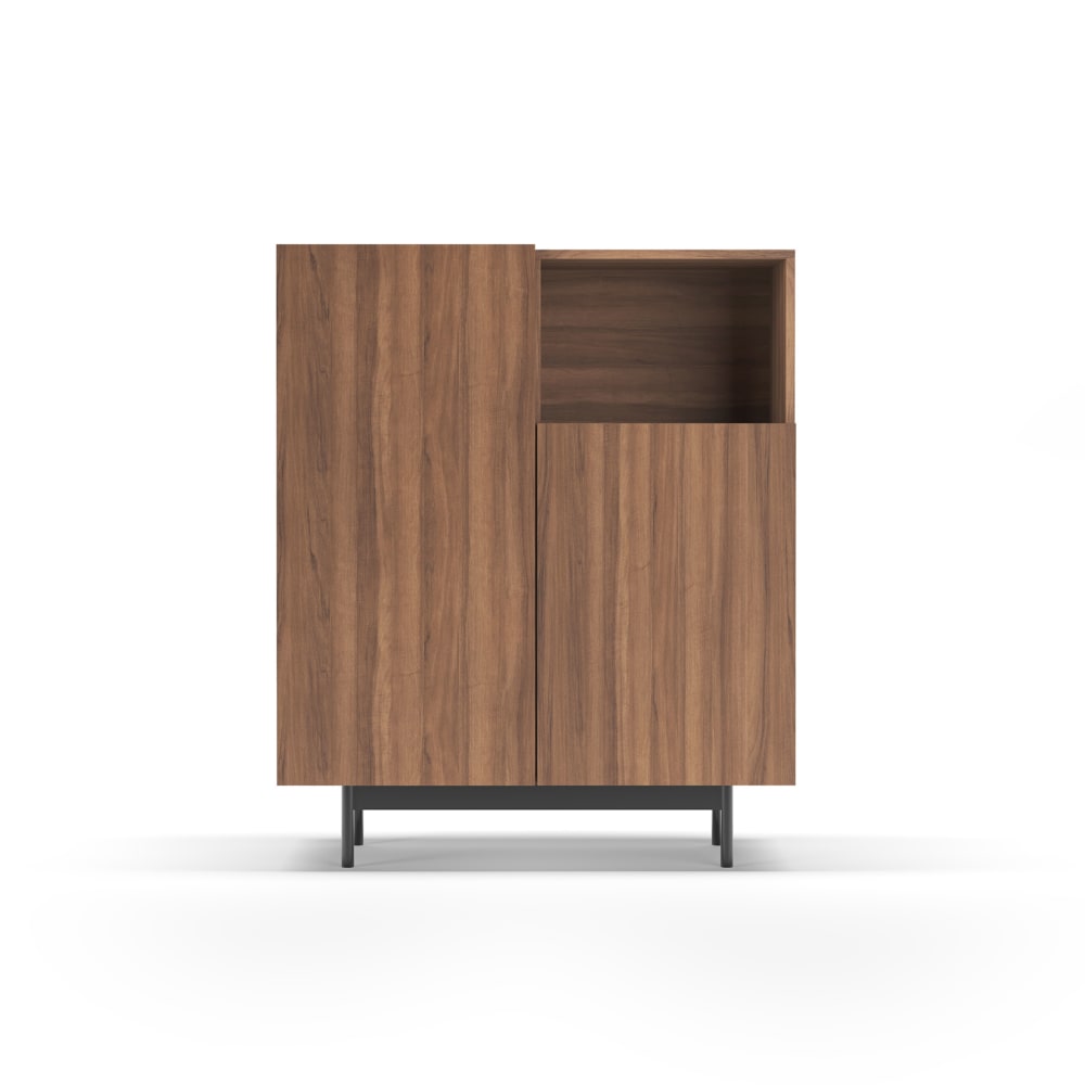 wohnli-moebel-suche-Sideboard-mit-1-Fach-Melamin-Nussbaum-Fuesse-Graphit-110x90x34 Wohnli Möbelsuche - Sideboard mit 1 Fach