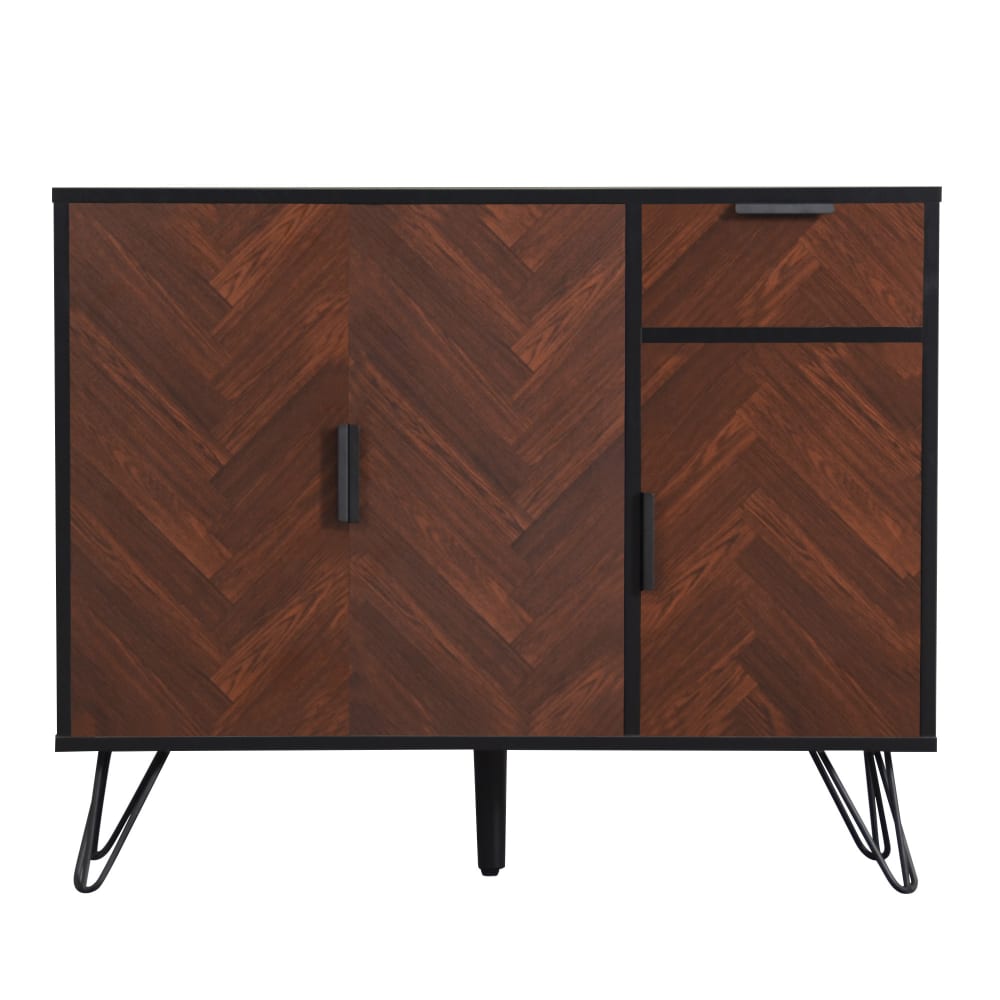 wohnli-moebel-suche-Sideboard-mit-1-Schublade-und-3-Tueren-Holzfarbe-und-schwarz Wohnli Möbelsuche - Sideboard mit 1 Schublade und 3 Türen