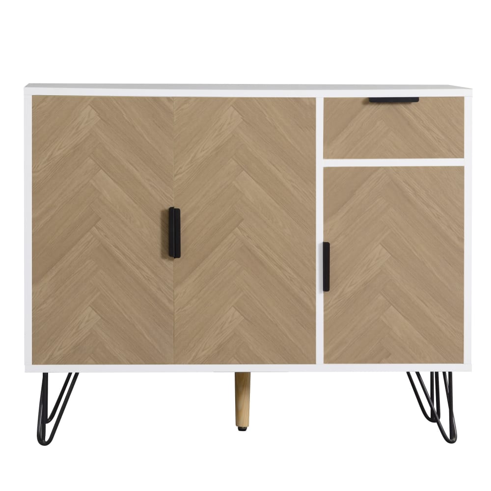 wohnli-moebel-suche-Sideboard-mit-1-Schublade-und-3-Tueren-Holzfarbe-und-weiss Wohnli Möbelsuche - Sideboard mit 1 Schublade und 3 Türen