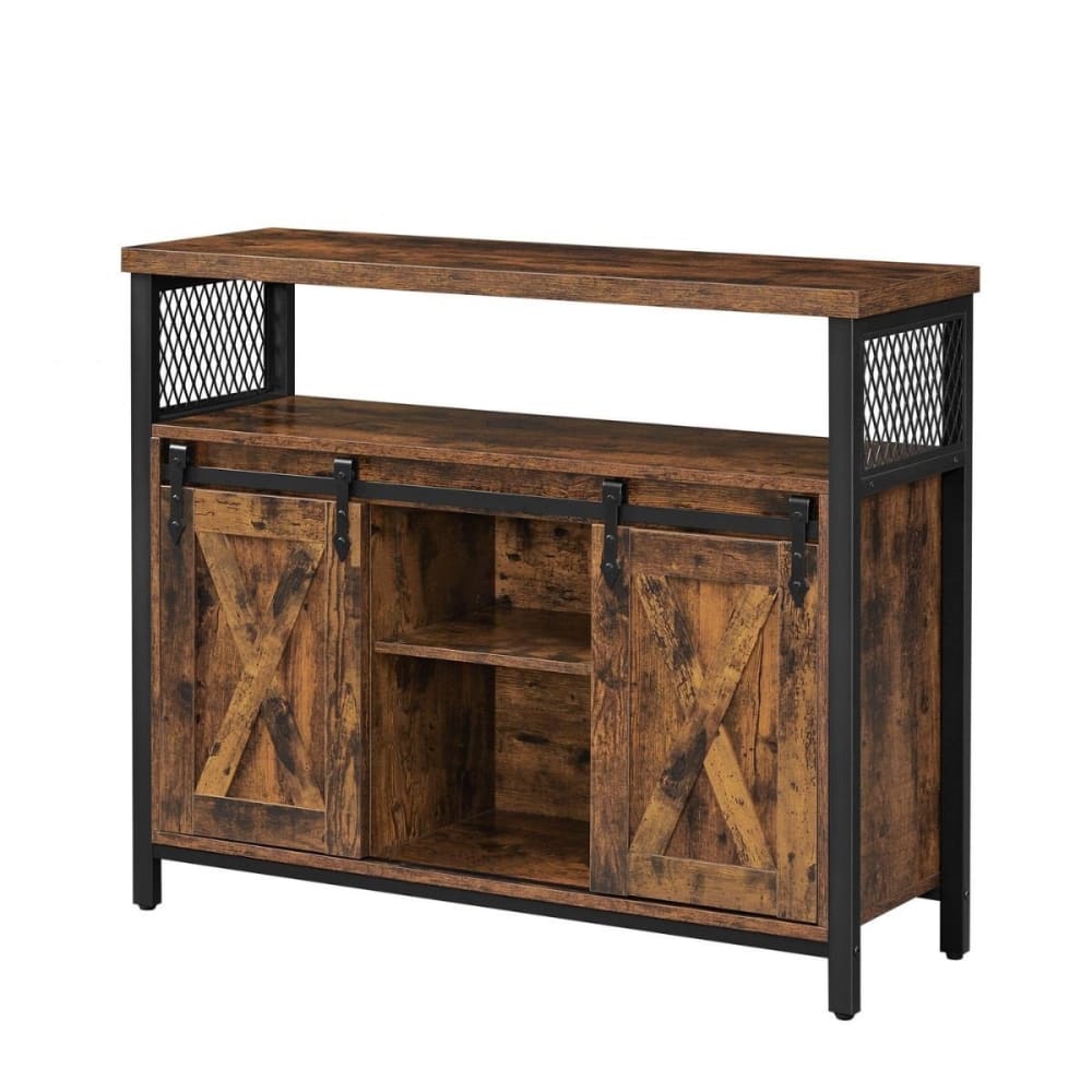 wohnli-moebel-suche-Sideboard-mit-2-Schiebetueren-in-dunklem-Holzeffekt-L100-x-H80-cm Wohnli Möbelsuche - Sideboard mit 2 Schiebetüren in dunklem Holzeffekt - L100 x H80 cm
