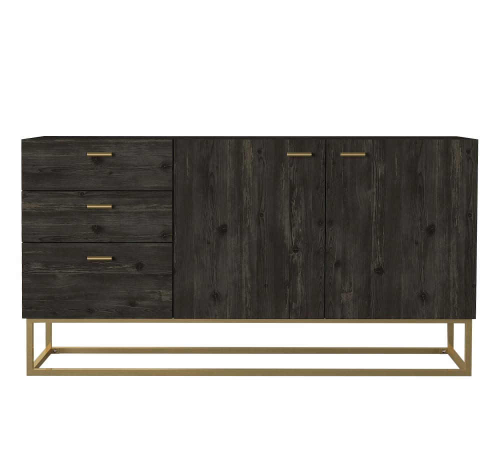 wohnli-moebel-suche-Sideboard-mit-2-Tueren-und-3-Schubladen-Braun-mit-goldenen-Fuessen Wohnli Möbelsuche - Sideboard mit 2 Türen und 3 Schubladen