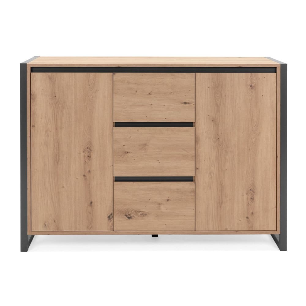 wohnli-moebel-suche-Sideboard-mit-2-Tueren-und-3-Schubladen-L120-cm-Dekor-Heller-Holz Wohnli Möbelsuche - Sideboard mit 2 Türen und 3 Schubladen L120 cm - Dekor Heller Holz