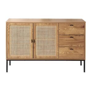 Wohnli Möbelsuche - Sideboard mit 2 Türen und 3 Schubladen aus Rattan L120 cm - JAYA