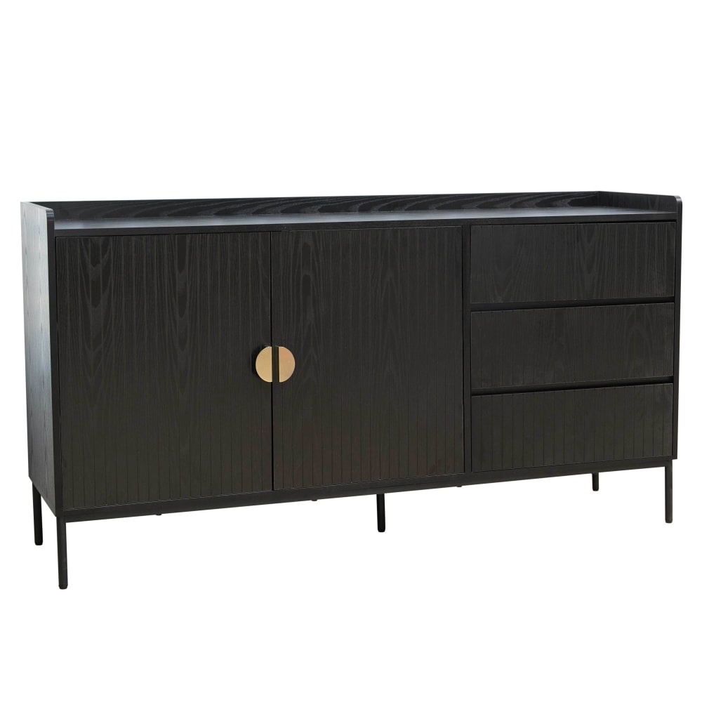 wohnli-moebel-suche-Sideboard-mit-2-Tueren-und-3-Schubladen-im-schwarzem-Melamin-Dekor Wohnli Möbelsuche - Sideboard mit 2 Türen und 3 Schubladen im schwarzem Melamin-Dekor