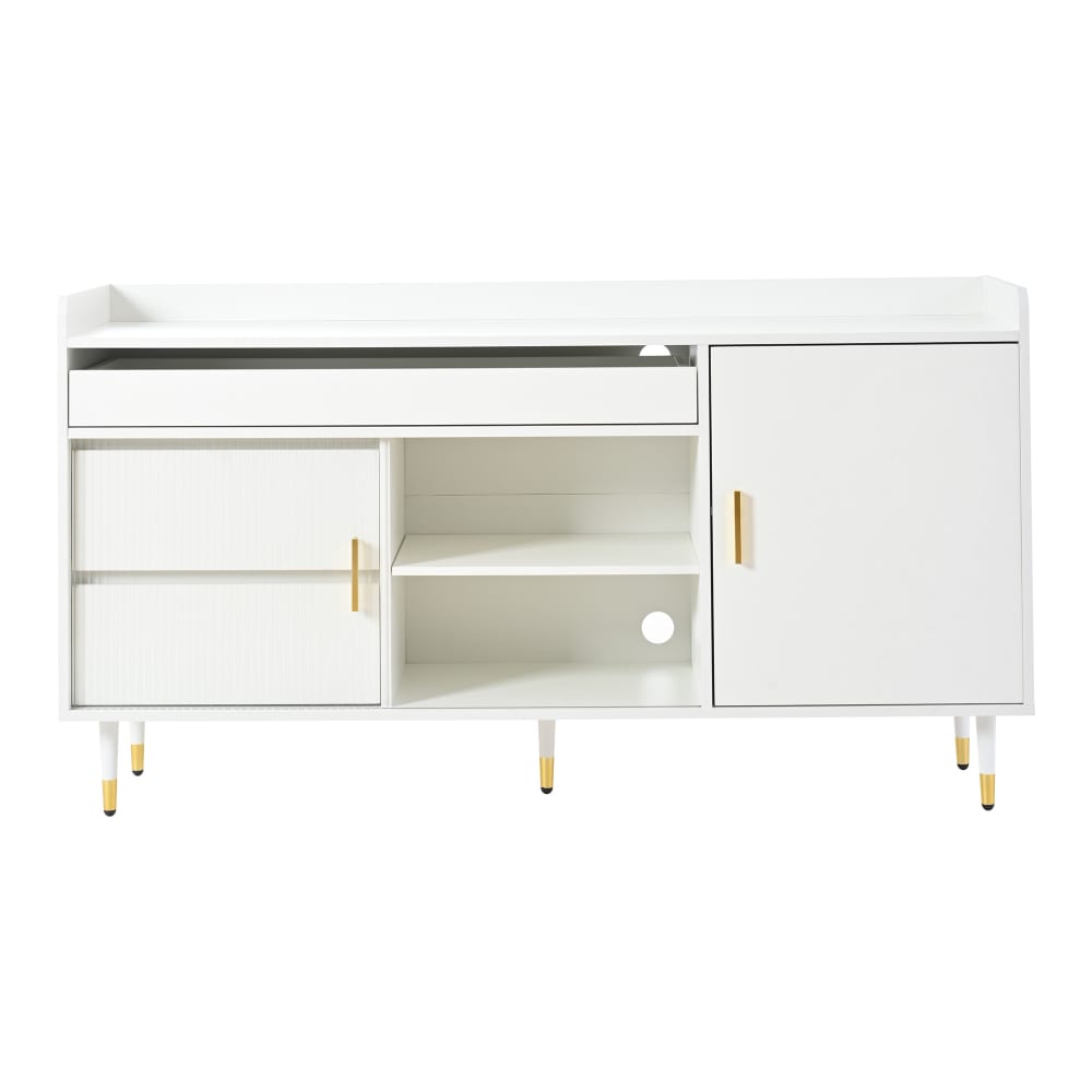 wohnli-moebel-suche-Sideboard-mit-3-Schubladen-Glasschiebetueren-und-LEDsWeiss Wohnli Möbelsuche - Sideboard mit 3 Schubladen