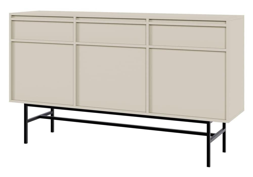 wohnli-moebel-suche-Sideboard-mit-3-Schubladen-graubeige-mit-Metallgestell-154-cm Wohnli Möbelsuche - Sideboard mit 3 Schubladen
