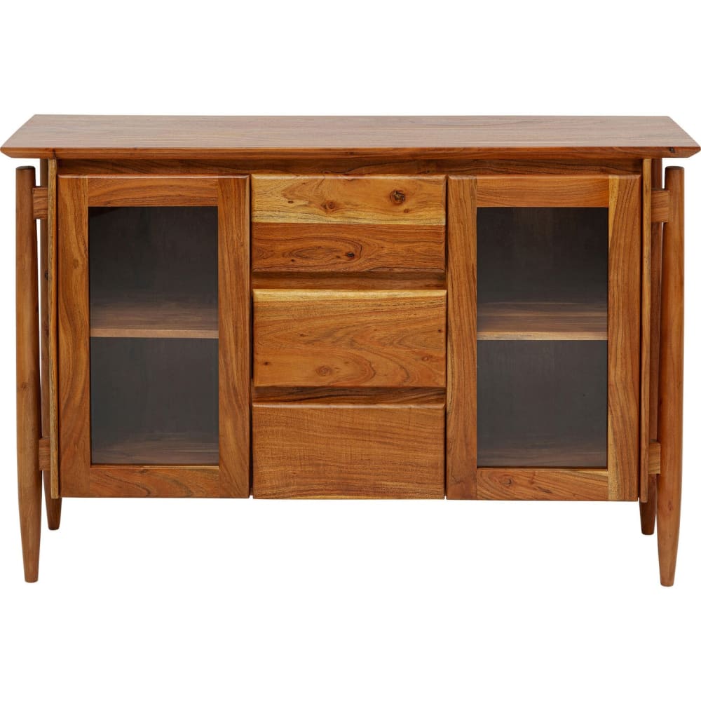 wohnli-moebel-suche-Sideboard-mit-3-Schubladen-und-2-Tueren-aus-Massivholz-und-Glas-braun Wohnli Möbelsuche - Sideboard mit 3 Schubladen und 2 Türen aus Massivholz und Glas