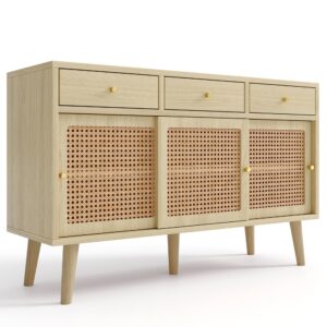 wohnli-moebel-suche-Sideboard-mit-3-Schubladen-und-3-Schiebetueren-Rattangeflecht-Beige Wohnli Möbelsuche - Sideboard mit 3 Schubladen und 3 Schiebetüren