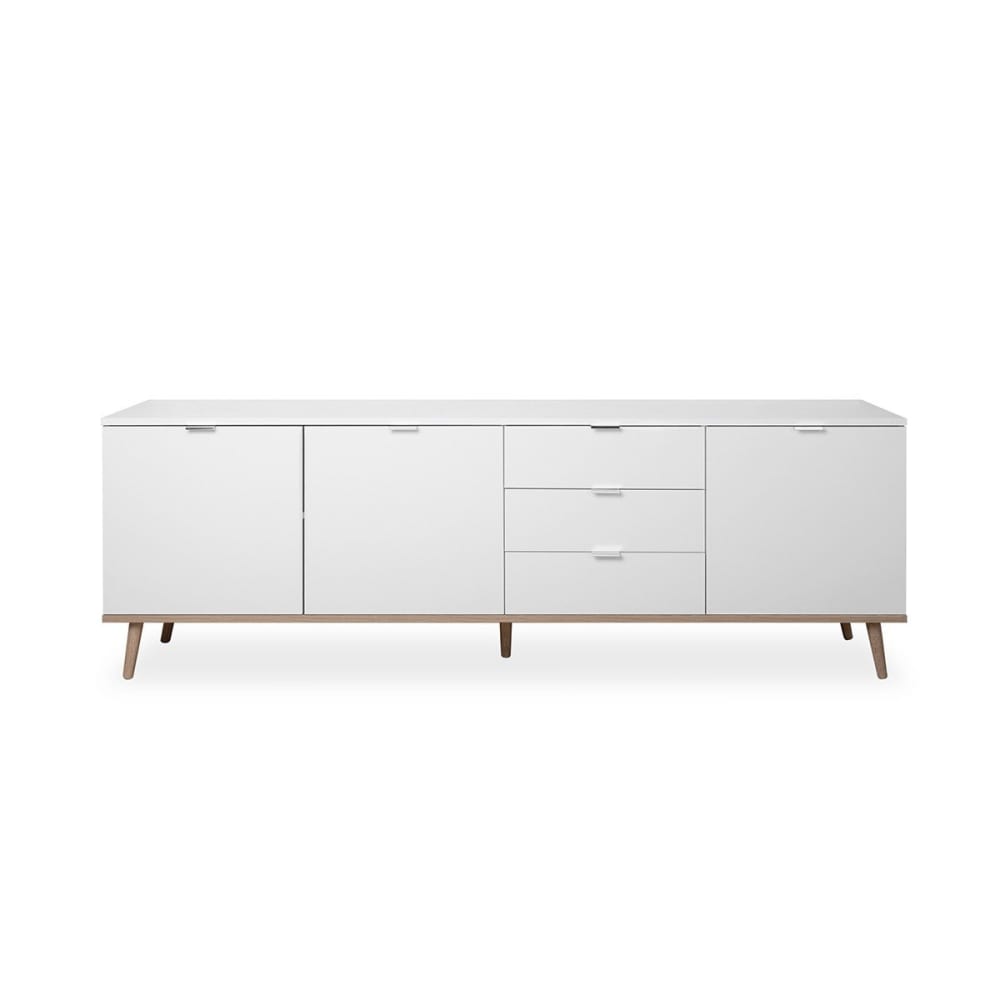 wohnli-moebel-suche-Sideboard-mit-3-Tueren-2-Regale-und-Schubladen-L200-cm-Weiss Wohnli Möbelsuche - Sideboard mit 3 Türen