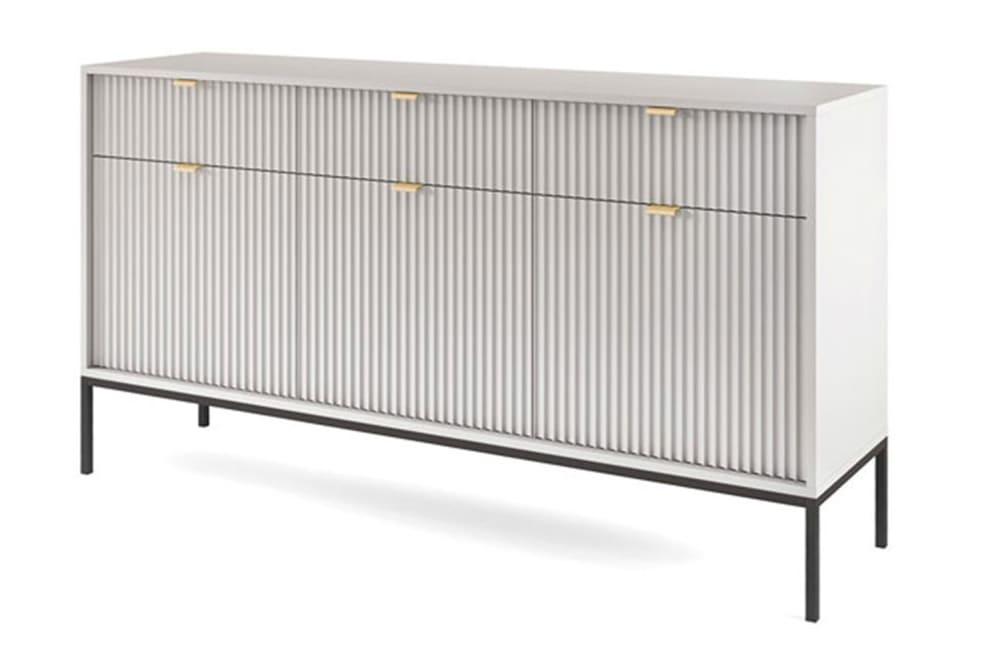 wohnli-moebel-suche-Sideboard-mit-3-Tueren-3-Schubladen-Grau-Schwarz-154x39x83cm Wohnli Möbelsuche - Sideboard mit 3 Türen & 3 Schubladen