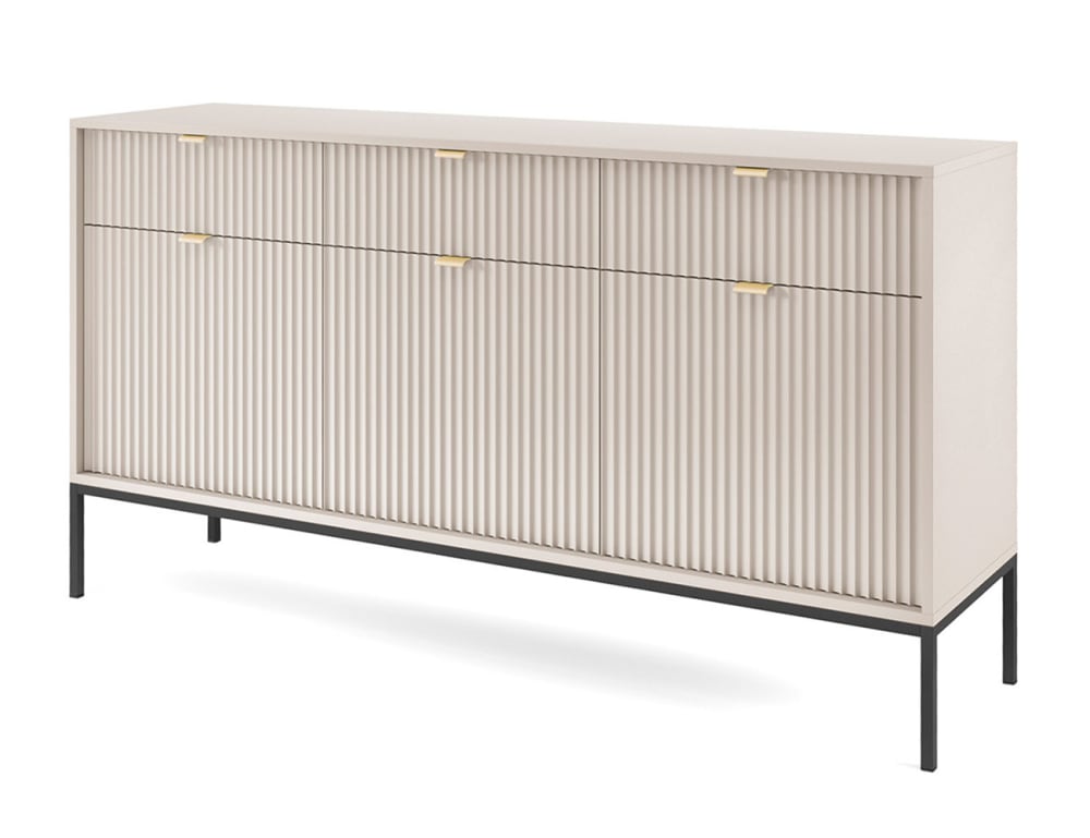 wohnli-moebel-suche-Sideboard-mit-3-Tueren-3-Schubladen-Kaschmir-Schwarz-154x39x83cm Wohnli Möbelsuche - Sideboard mit 3 Türen & 3 Schubladen