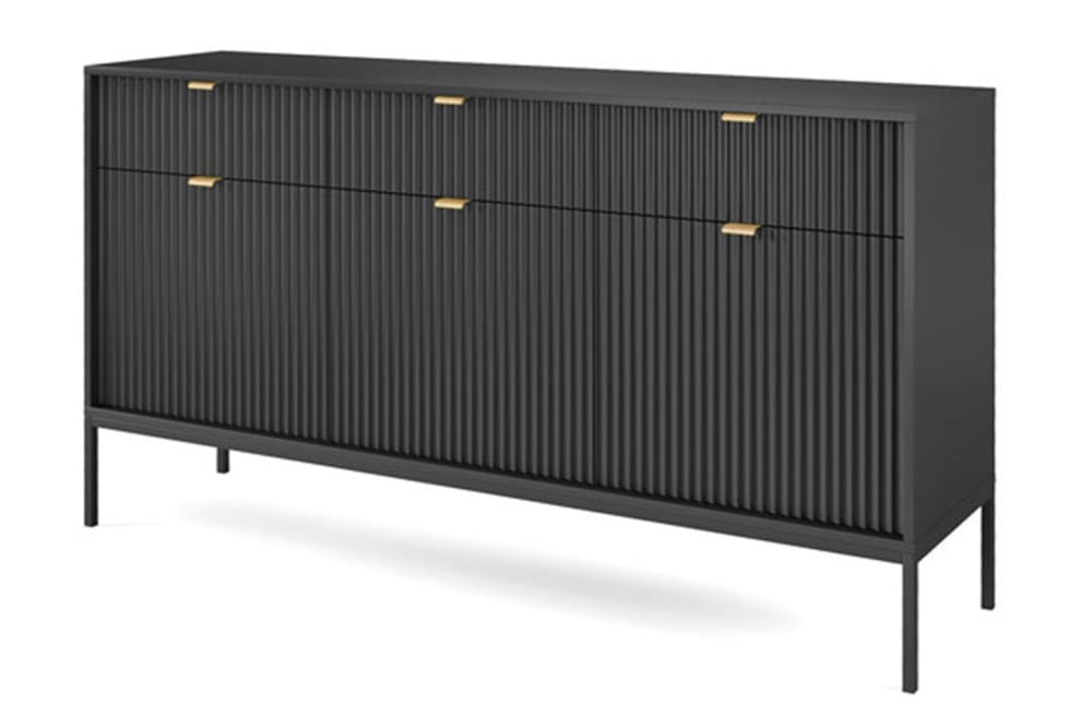 wohnli-moebel-suche-Sideboard-mit-3-Tueren-3-Schubladen-Schwarz-154x39x83cm Wohnli Möbelsuche - Sideboard mit 3 Türen & 3 Schubladen