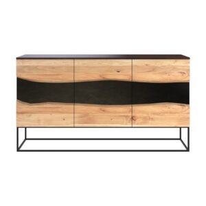 wohnli-moebel-suche-Sideboard-mit-3-Tueren-aus-Akazienholz-und-schwarzem-Metall Wohnli Möbelsuche - Sideboard mit 3 Türen aus Akazienholz und schwarzem Metall