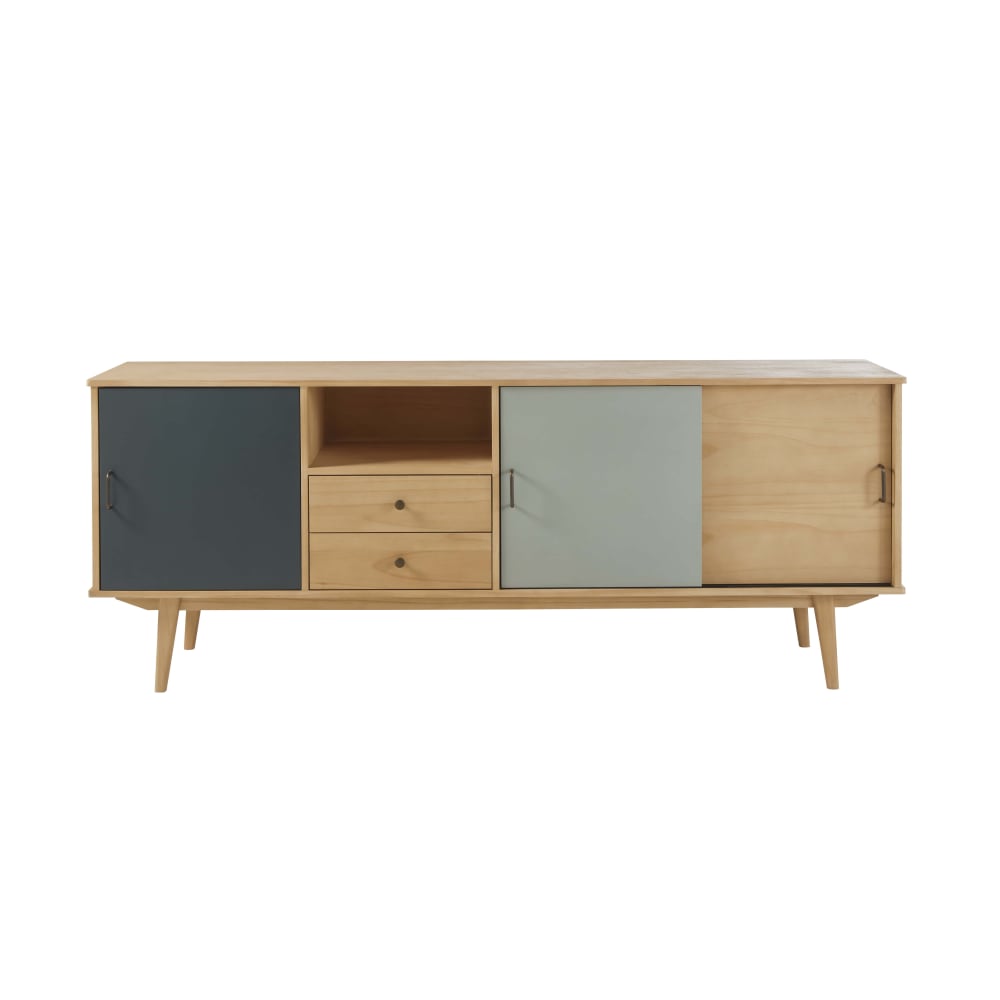 wohnli-moebel-suche-Sideboard-mit-3-Tueren-und-2-Schubladen-grau-gruen-und-zederngruen Wohnli Möbelsuche - Sideboard mit 3 Türen und 2 Schubladen
