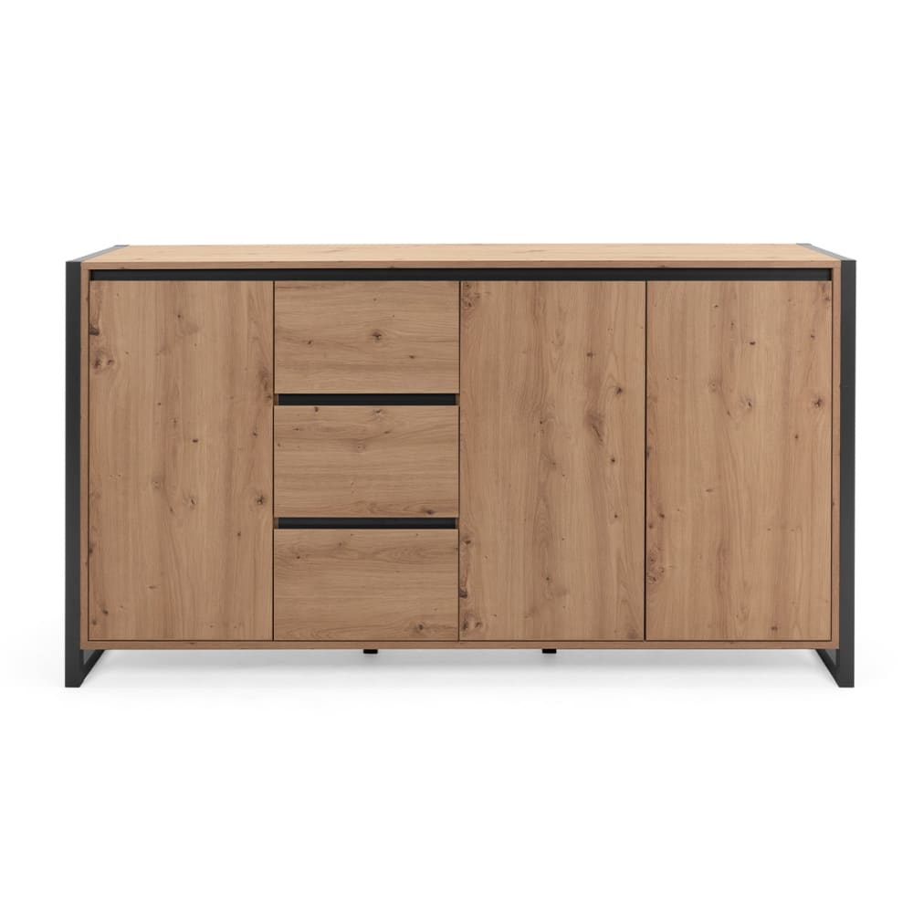 wohnli-moebel-suche-Sideboard-mit-3-Tueren-und-3-Schubladen-L160-cm-Holzdekor Wohnli Möbelsuche - Sideboard mit 3 Türen und 3 Schubladen L160 cm - Holzdekor