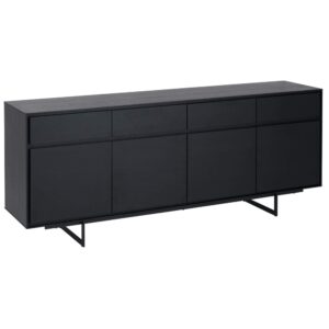 Wohnli Möbelsuche - Sideboard mit 4 Türen 4 Schubladen aus MDF und Metall Schwarz