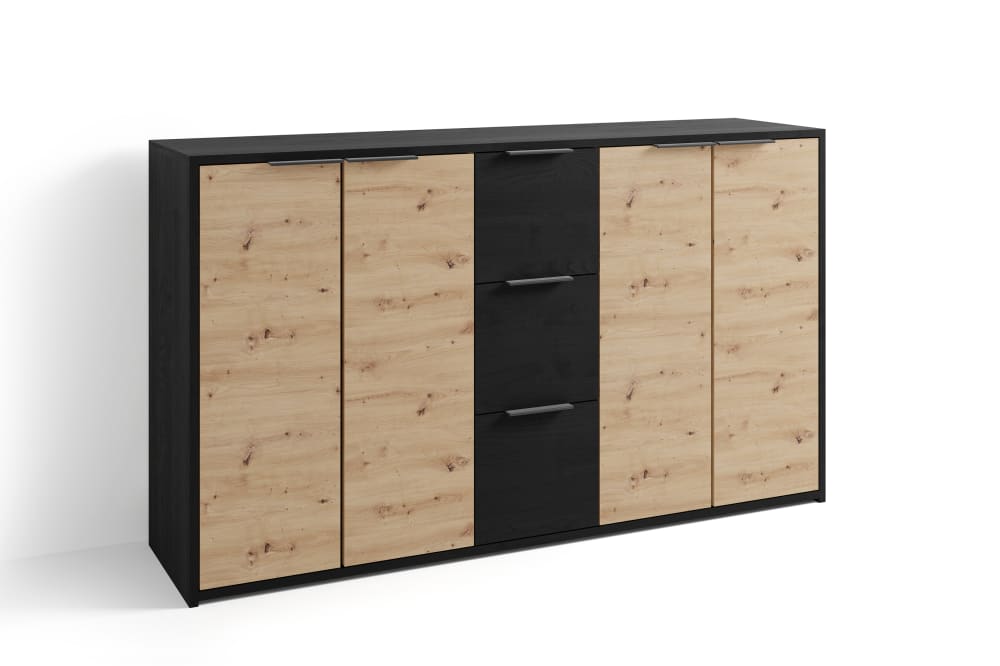 wohnli-moebel-suche-Sideboard-mit-4-Tueren-Melamin-B-139-H-80-T-39-cm-schwarz Wohnli Möbelsuche - Sideboard mit 4 Türen