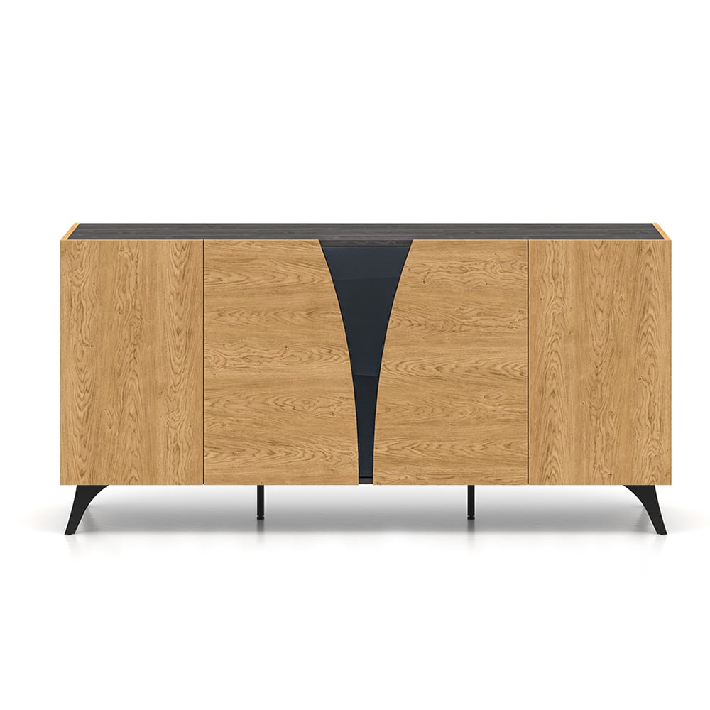 wohnli-moebel-suche-Sideboard-mit-5-Tueren-Eiche-Schwarz-170x40x82cm Wohnli Möbelsuche - Sideboard mit 5 Türen