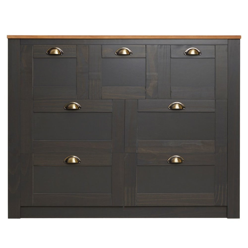 wohnli-moebel-suche-Sideboard-mit-7-Schubladen-aus-Kiefer-anthrazitbraun Wohnli Möbelsuche - Sideboard mit 7 Schubladen aus Kiefer