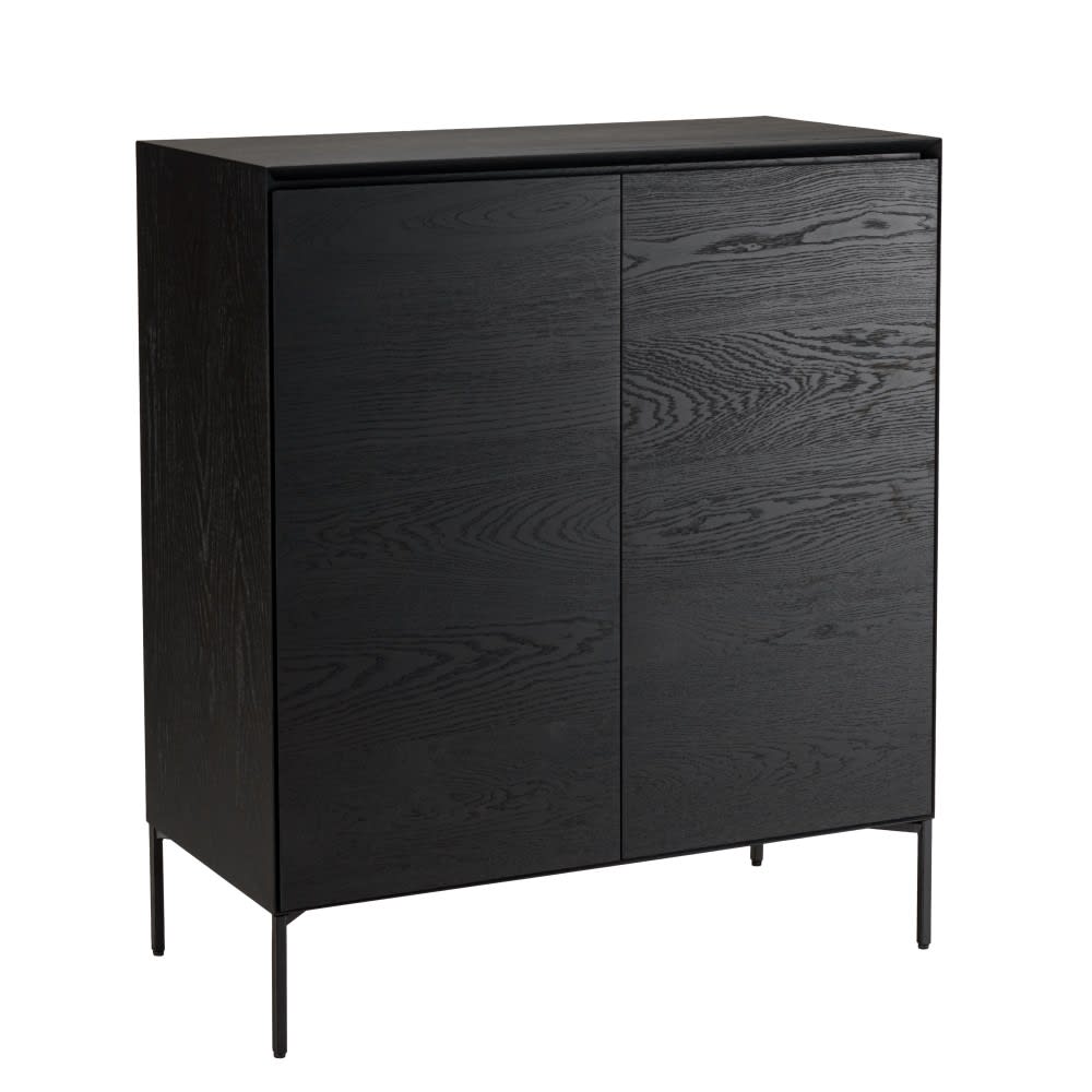 Wohnli Möbelsuche - Sideboard schwarz 2 Türen 3 Regale Füße Metall schwarz