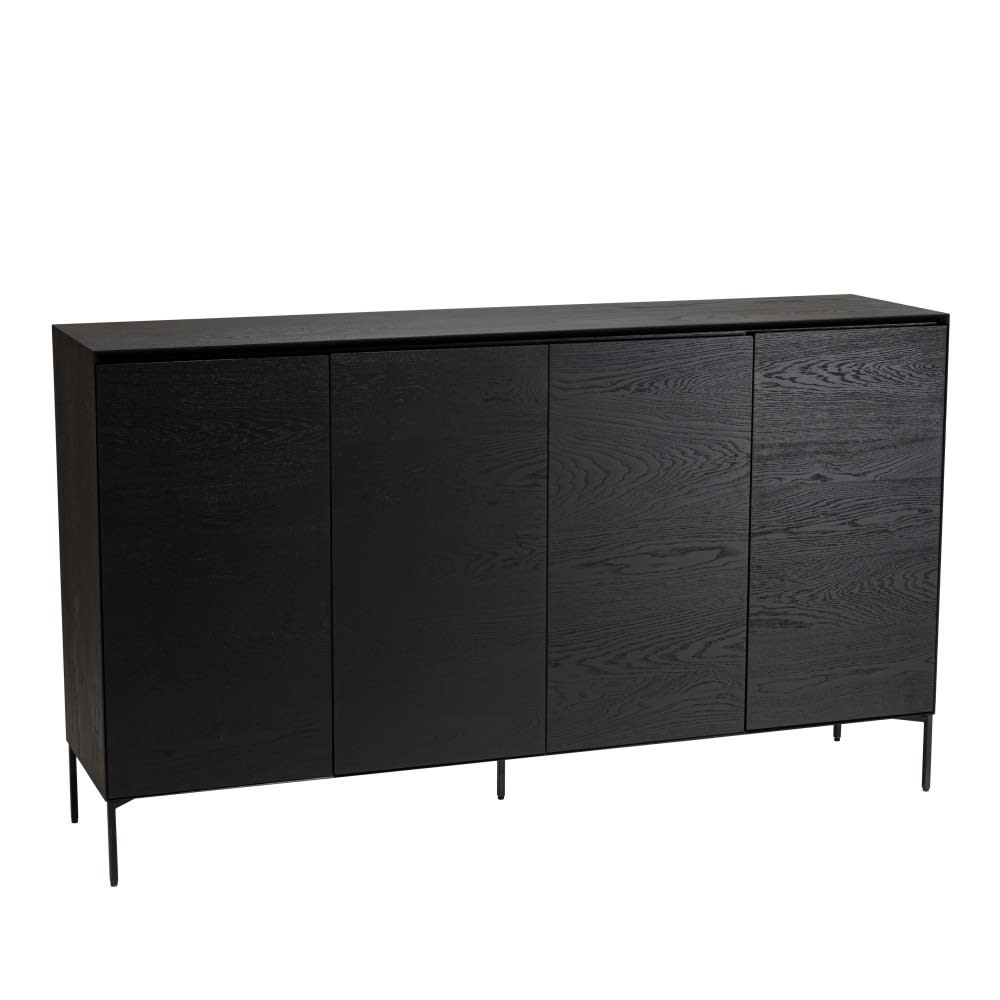 Wohnli Möbelsuche - Sideboard schwarz 4 Türen 6 Regale Füße Metall schwarz