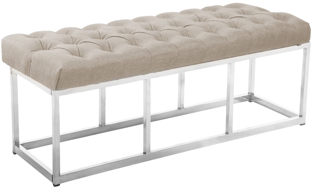 wohnli-moebel-suche-Sitzbank-mit-Edelstahlgestell-Ploster-aus-Stoff-creme Wohnli Möbelsuche - Sitzbank mit Edelstahlgestell Ploster aus Stoff creme