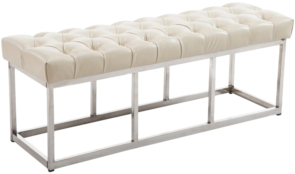 wohnli-moebel-suche-Sitzbank-mit-Metallgestell-Polster-aus-Kunstleder-creme Wohnli Möbelsuche - Sitzbank mit Metallgestell Polster aus Kunstleder creme