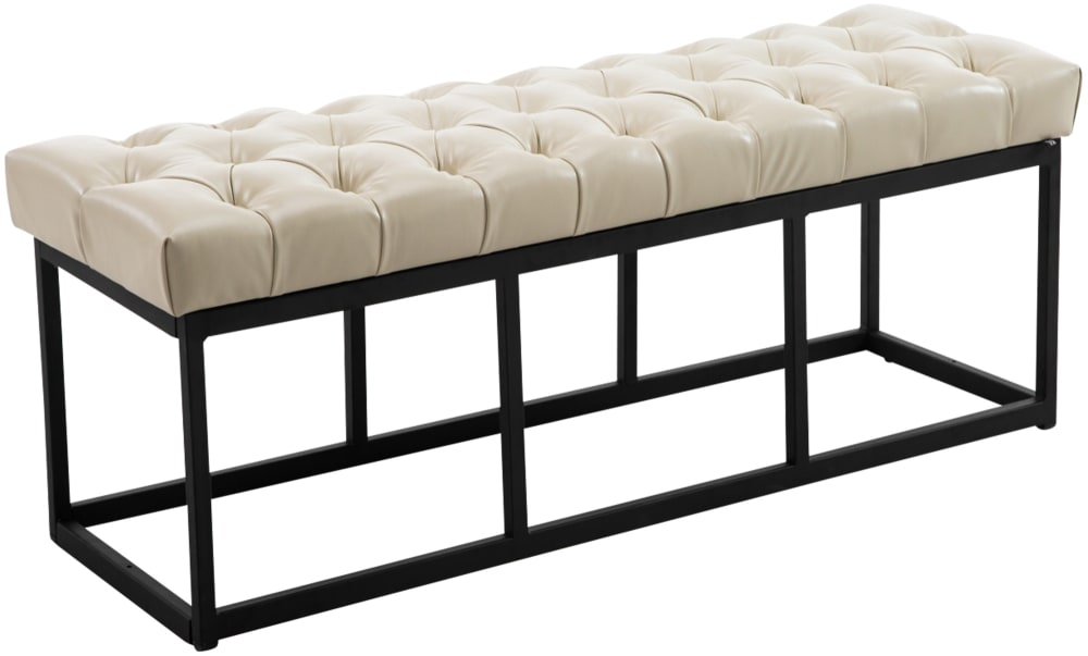 wohnli-moebel-suche-Sitzbank-mit-Metallgestell-Polster-aus-Kunstleder-creme Wohnli Möbelsuche - Sitzbank mit Metallgestell Polster aus Kunstleder creme